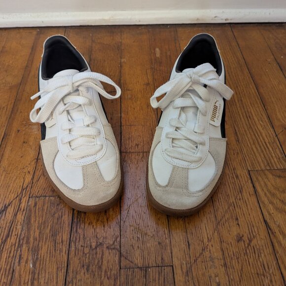 PUMA | Palermo Leather Sneaker - Moda White / Black - Women's 7.5 - Like New - Picture 2 of 6